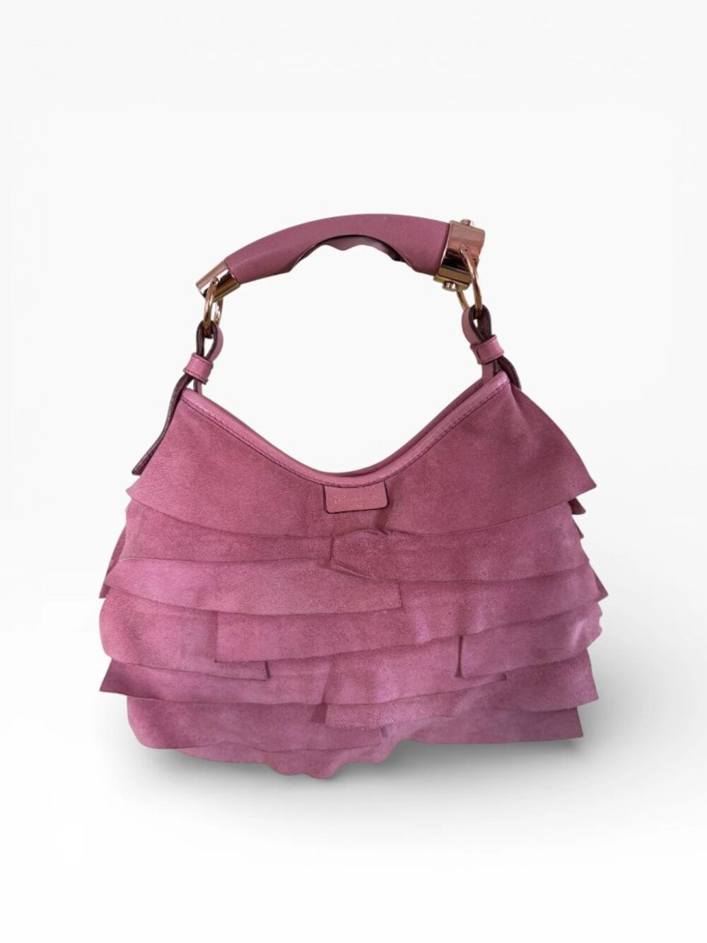 Tom Ford YSL Mombasa St. Tropez Pink Suede Ruffle Vintage Handbag - Picture 4 of 10